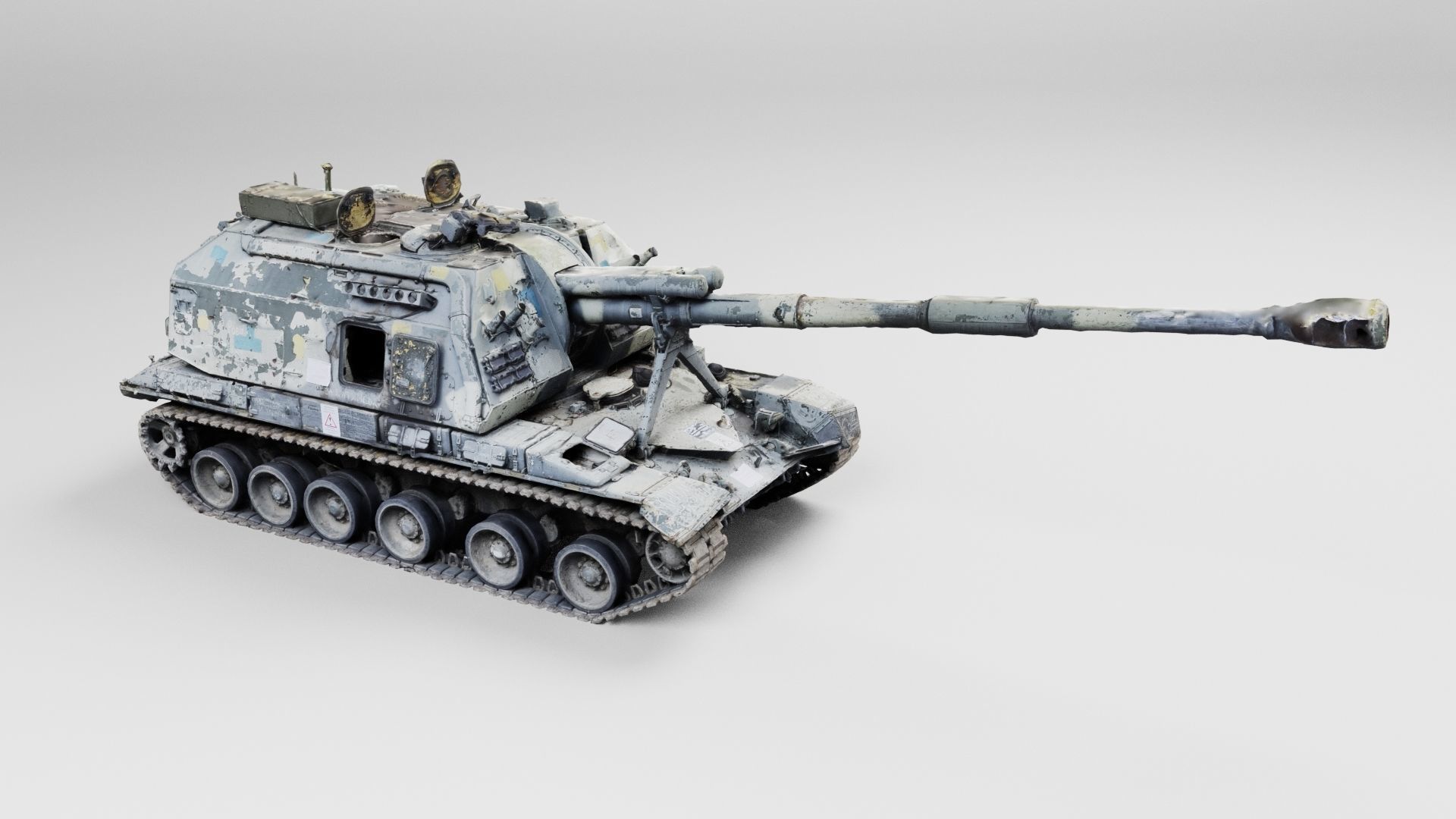 Destroyed 2S19 Msta 152 mm self-propelled howitzer M1990 3D model_3