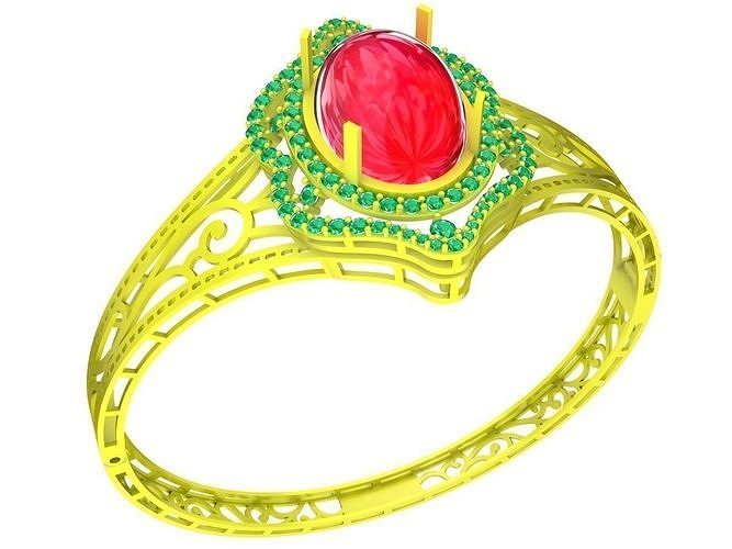 6385 asian oval ruby diamond woman bangle 3D print model