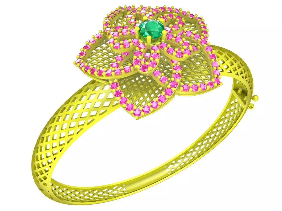 6386 luxury ultra vision flower diamond bangle 3D print model_0