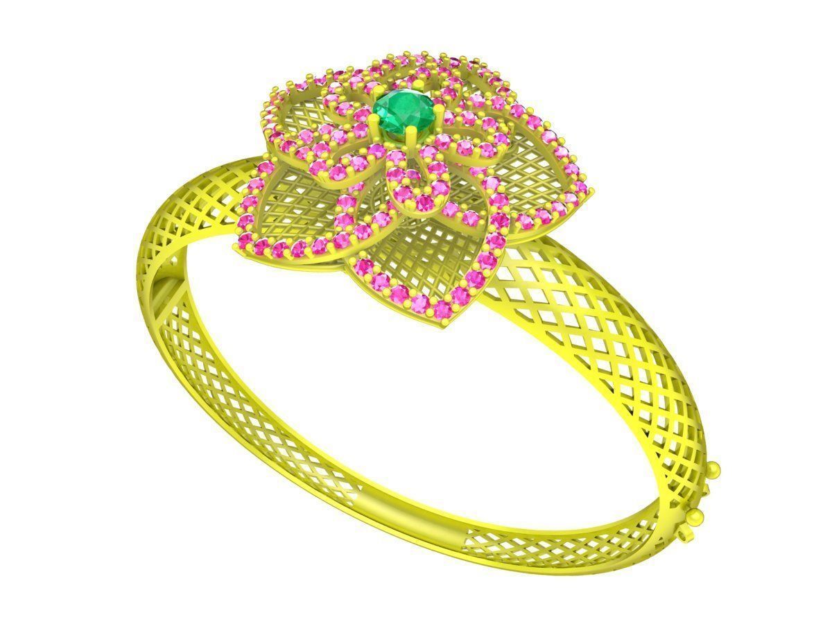 6386 luxury ultra vision flower diamond bangle 3D print model_1