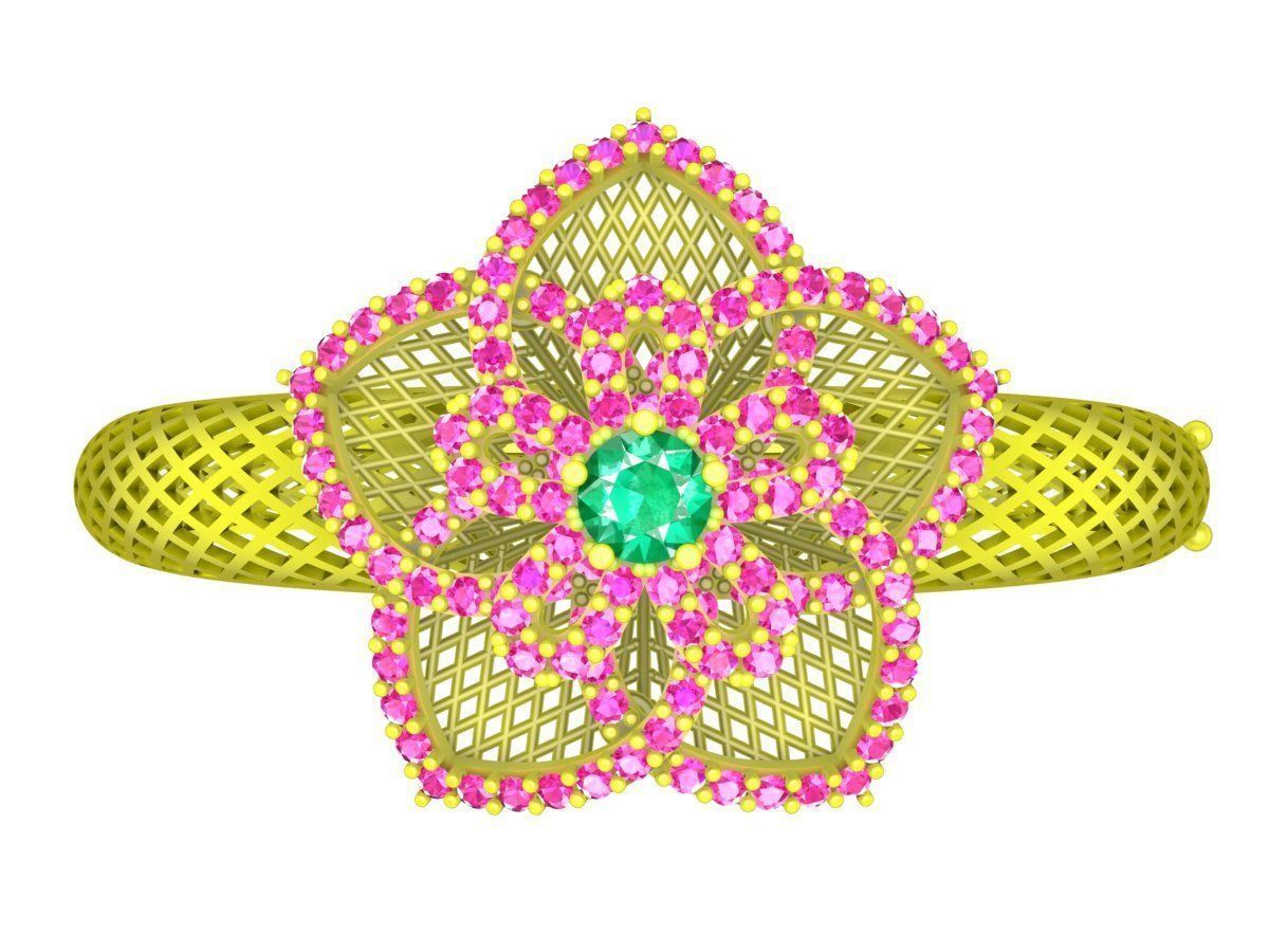 6386 luxury ultra vision flower diamond bangle 3D print model_2