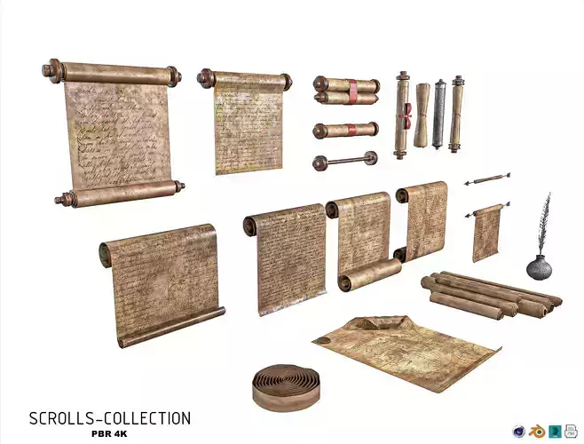 Scrolls  20 Collection Low-poly 3D model