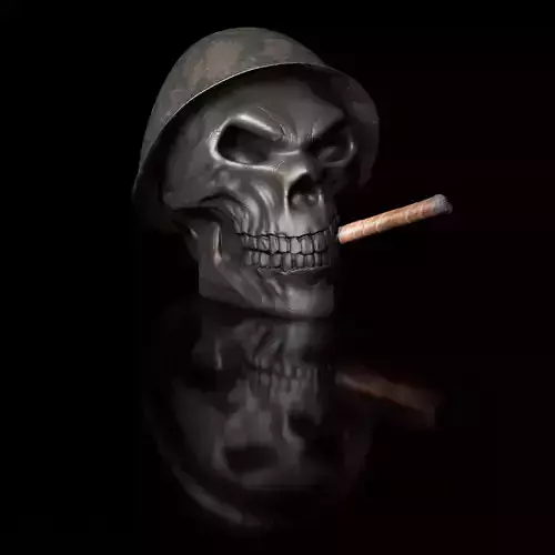 Soldier Skull with cigar and helm 3D  Print Model 