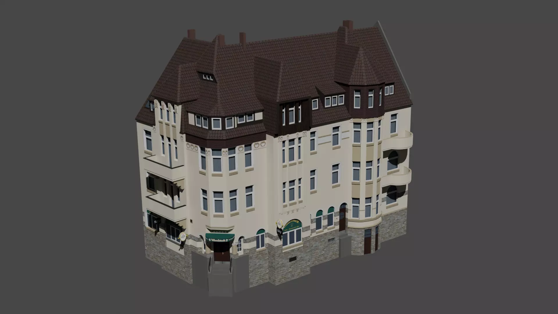 3D Model of Modern Urban Building Low-poly 3D model_0