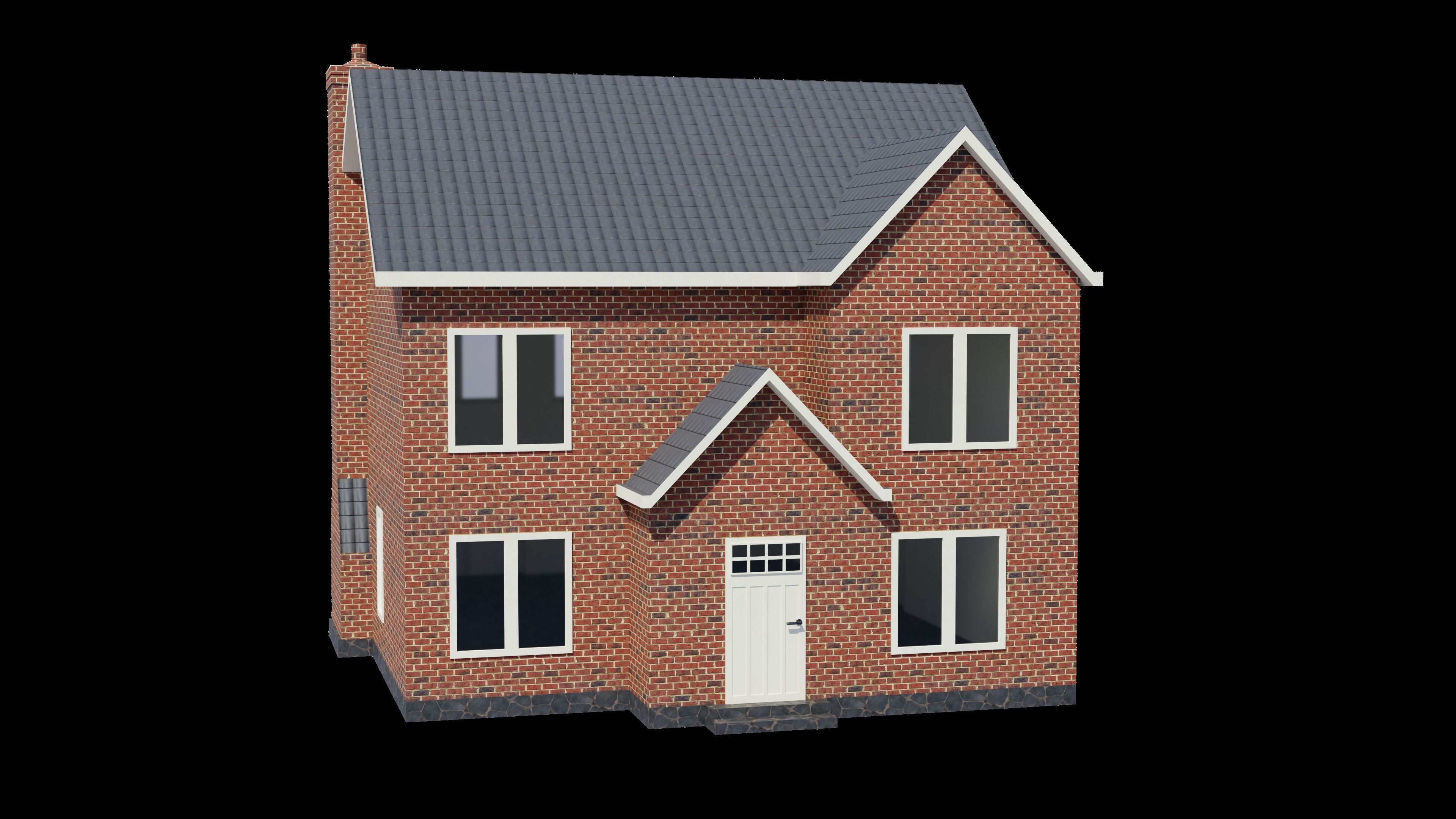 British House Design 006 Low-poly 3D model_6