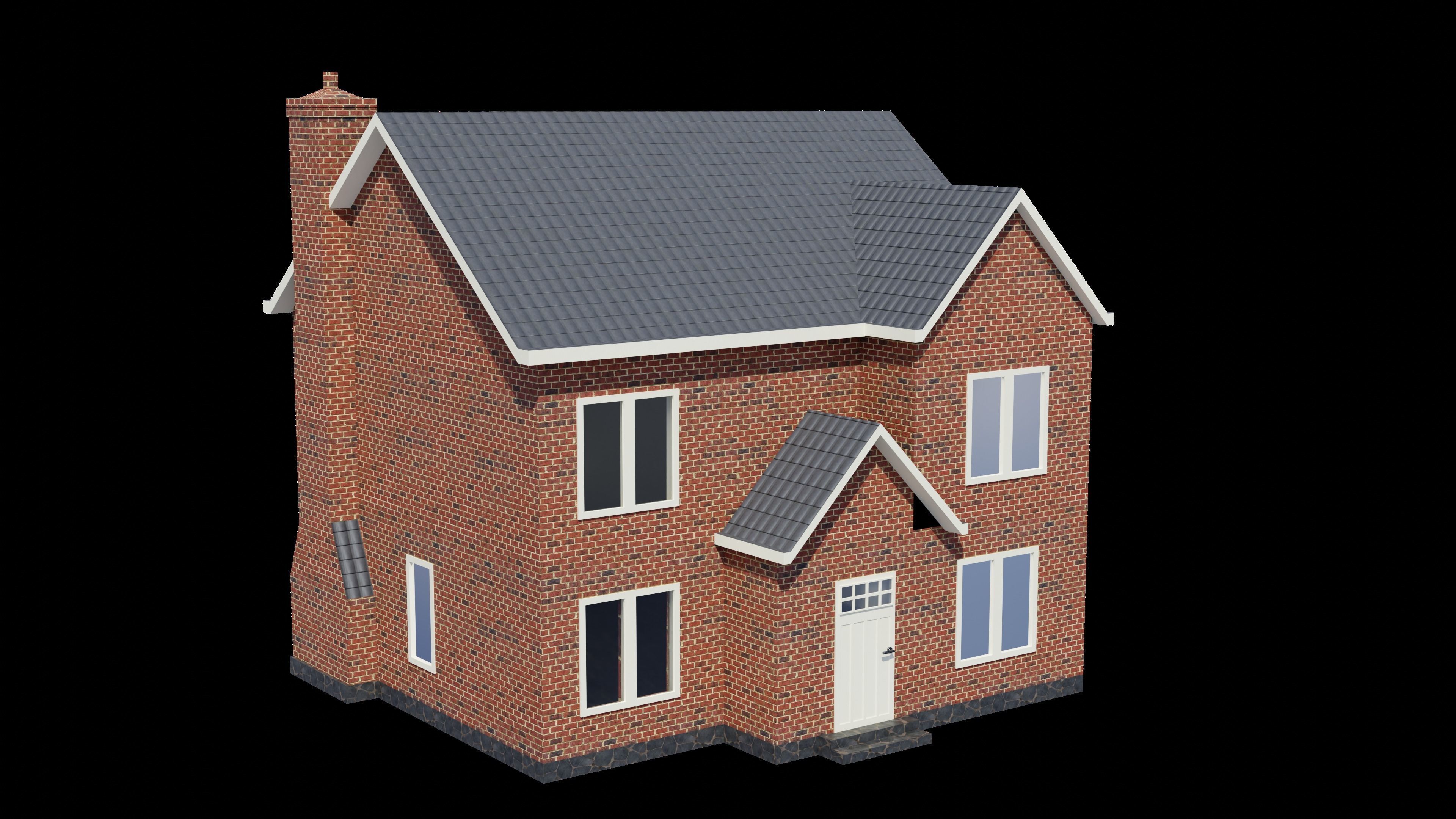 British House Design 006 Low-poly 3D model_3