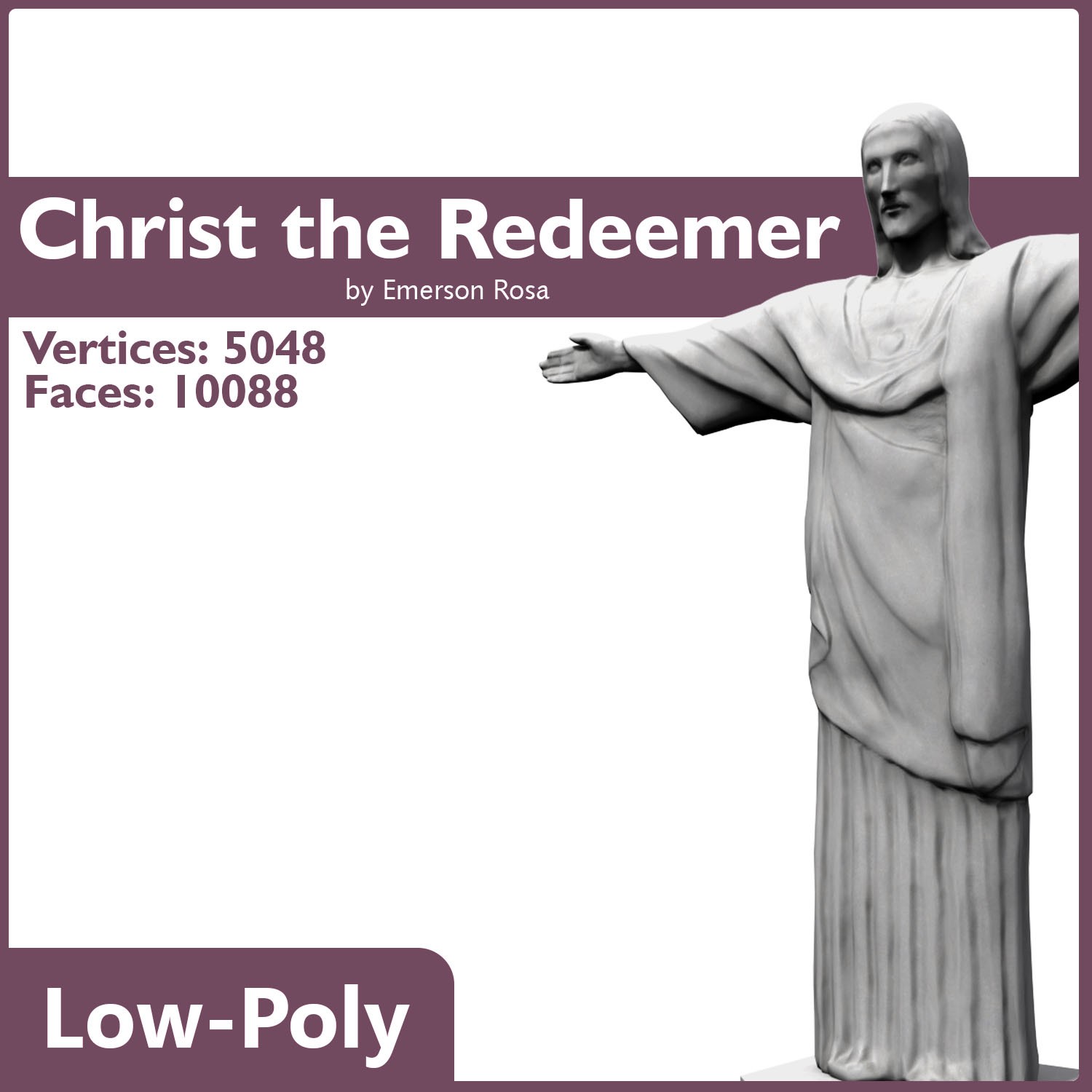 Cristo Redentor Christ the Redeemer - Low-poly Low-poly 3D model_5