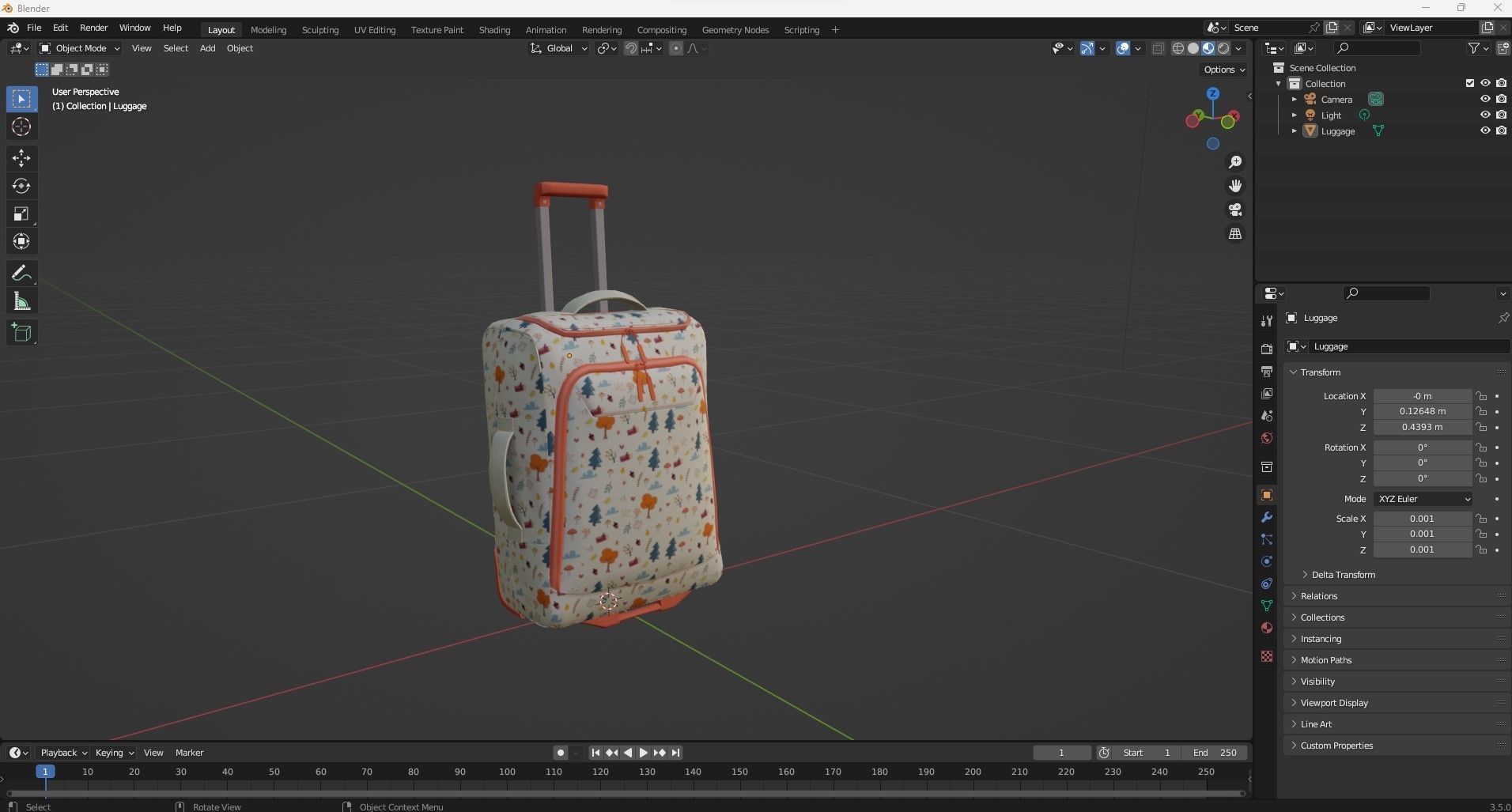 Travel Bag Low-poly 3D model_18