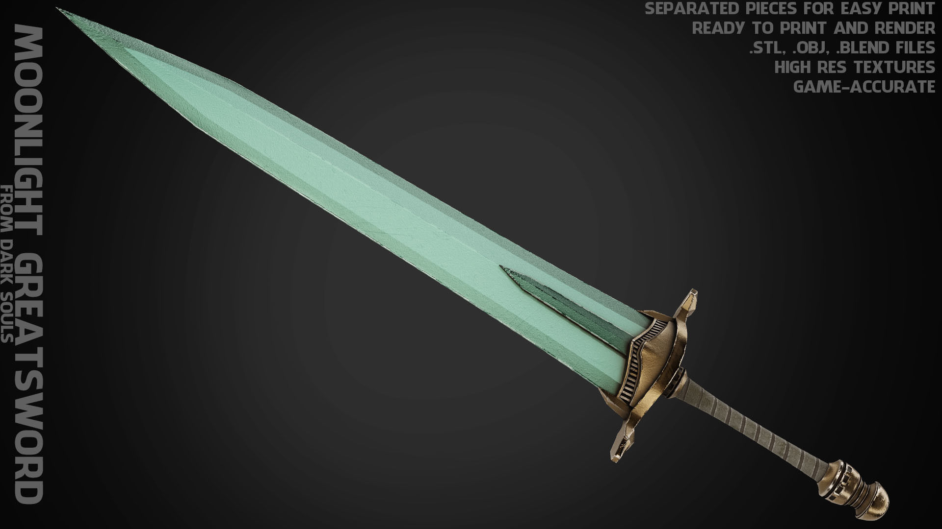 Dark Souls Moonlight GreatSword for Cosplay 3D model 3D printable ...