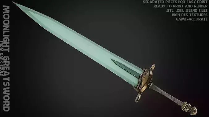 Dark Souls Moonlight GreatSword for Cosplay 3D print model