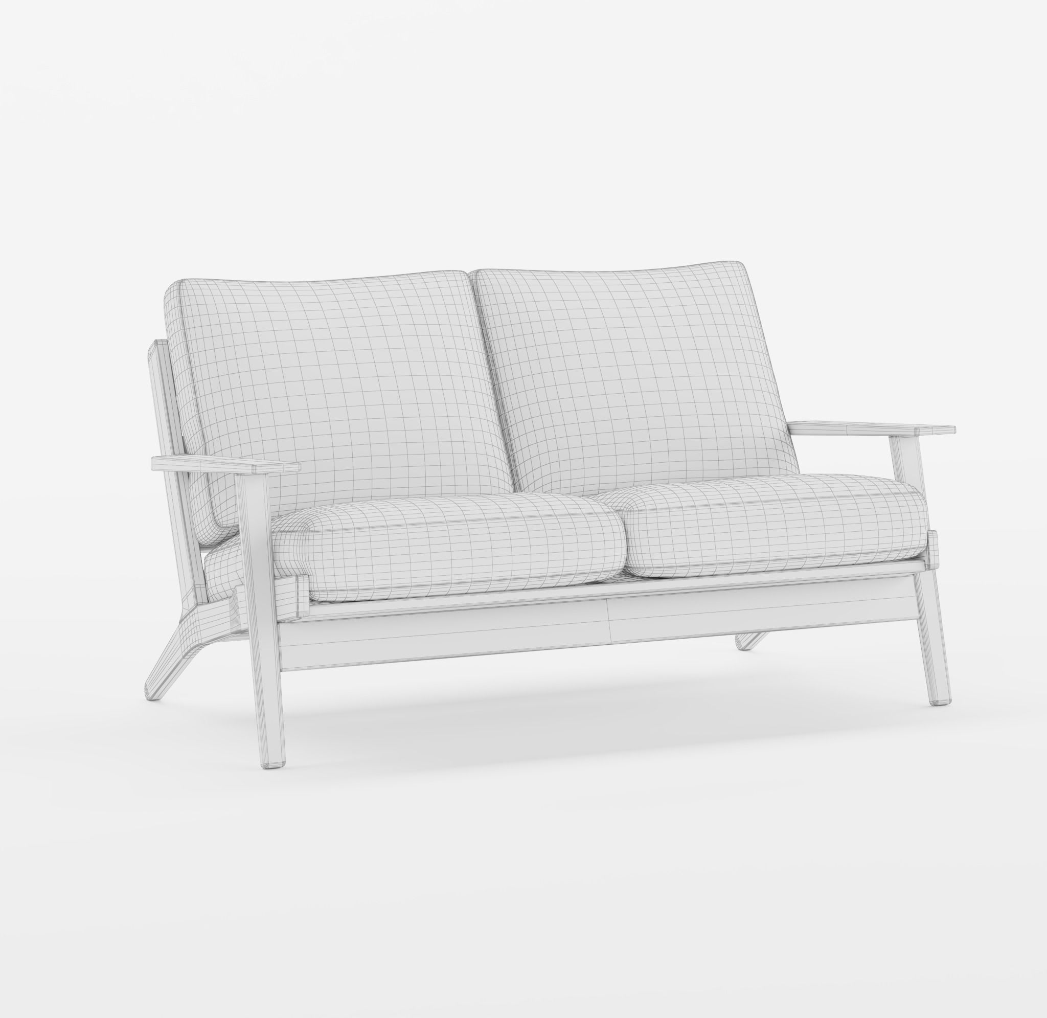 Two-seat sofa Low-poly 3D model_2