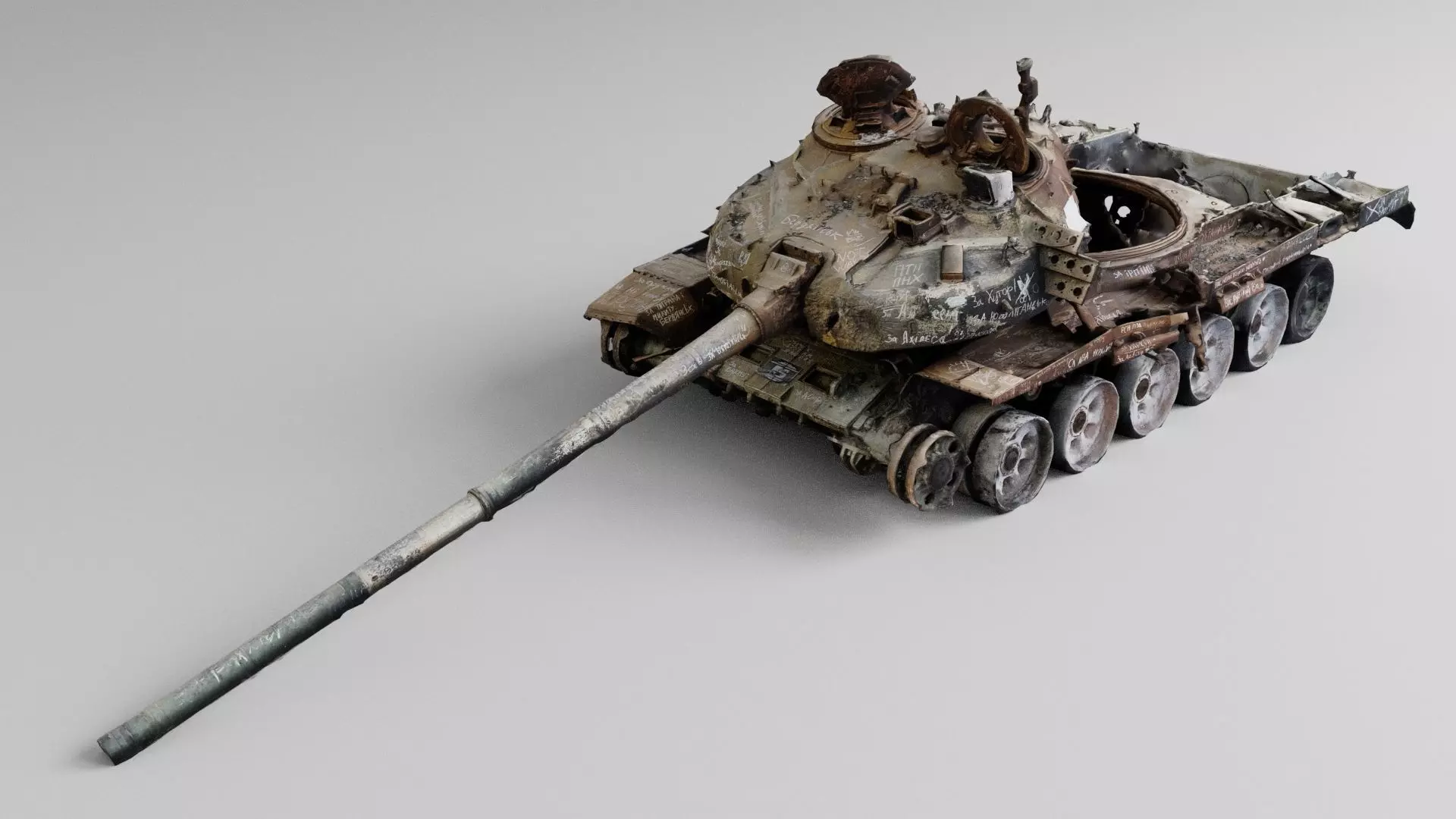 Russian T-72 tank destroyed by Ukrainian army 3D model_0