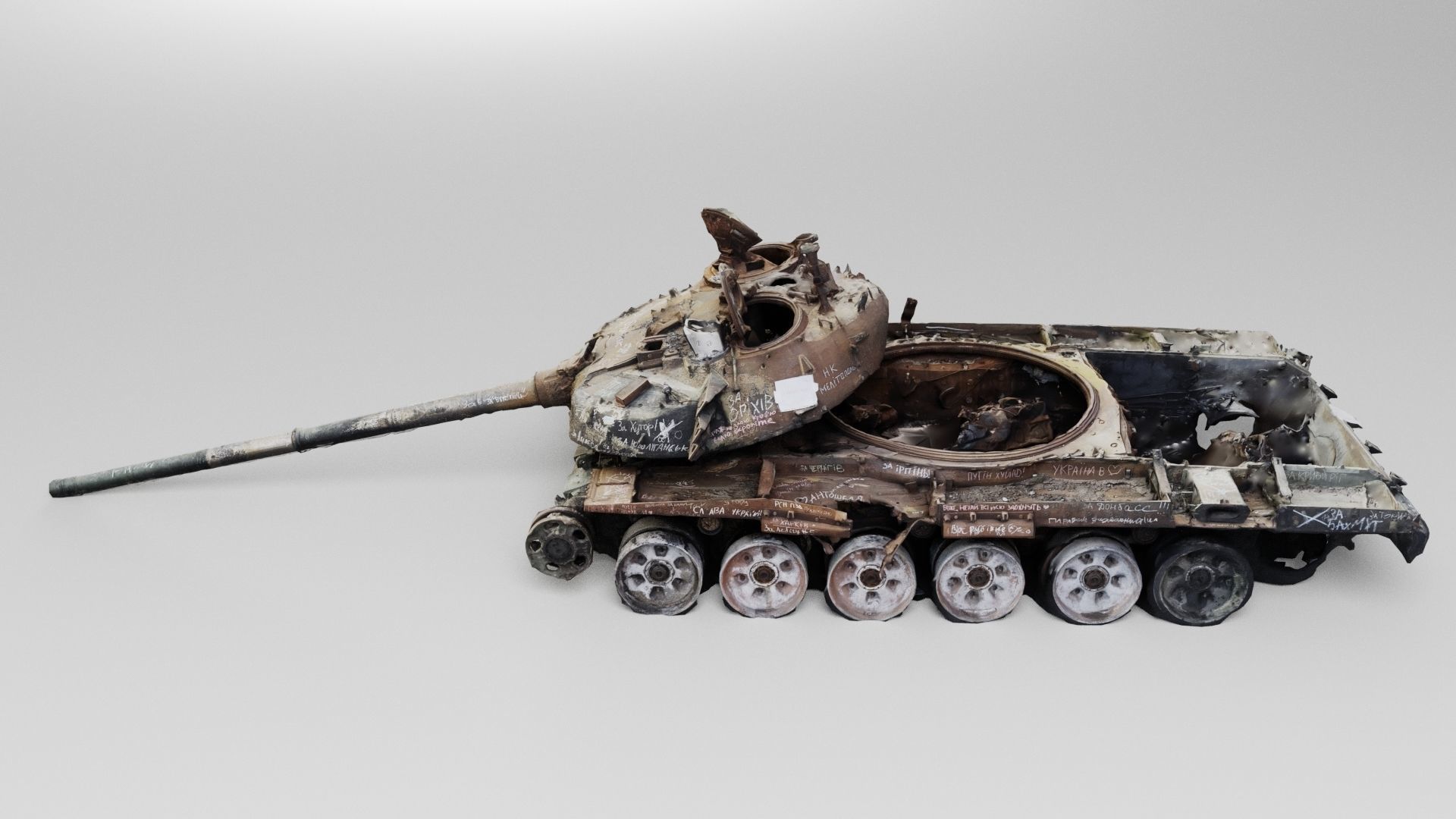 Russian T-72 tank destroyed by Ukrainian army 3D model_1