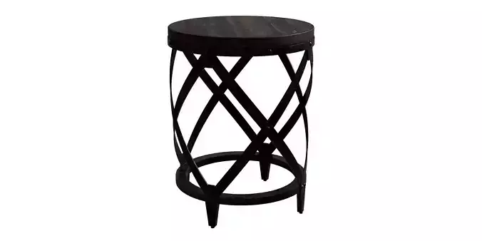 Rustic Industrial Crafted Wood And Metal End Table