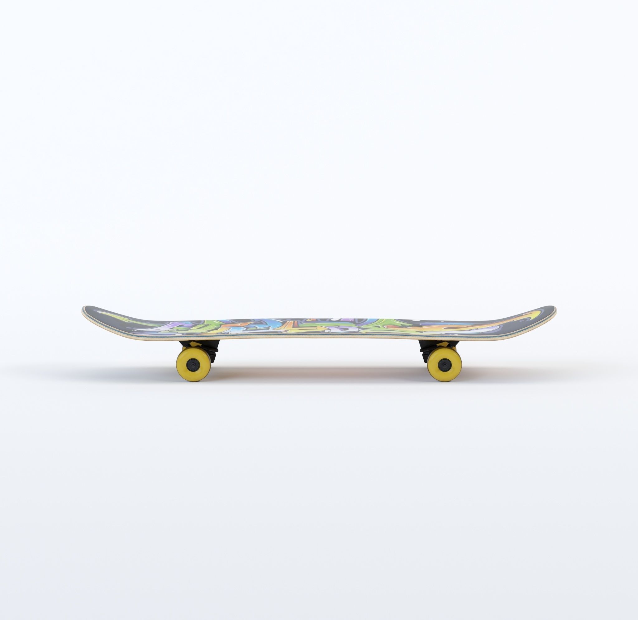 Skateboard Yellow Model 3D model Low-poly 3D model_19