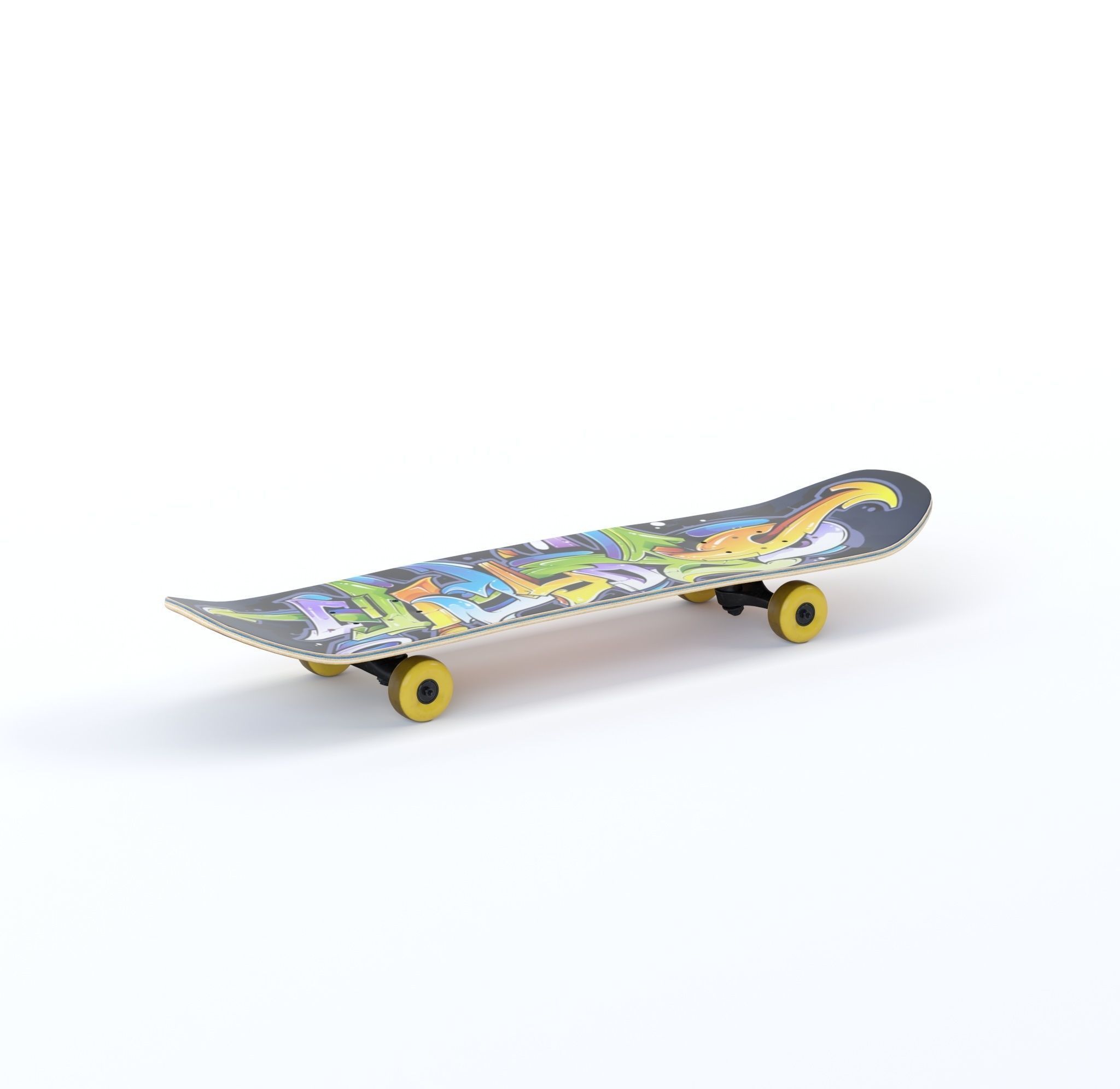 Skateboard Yellow Model 3D model Low-poly 3D model_18