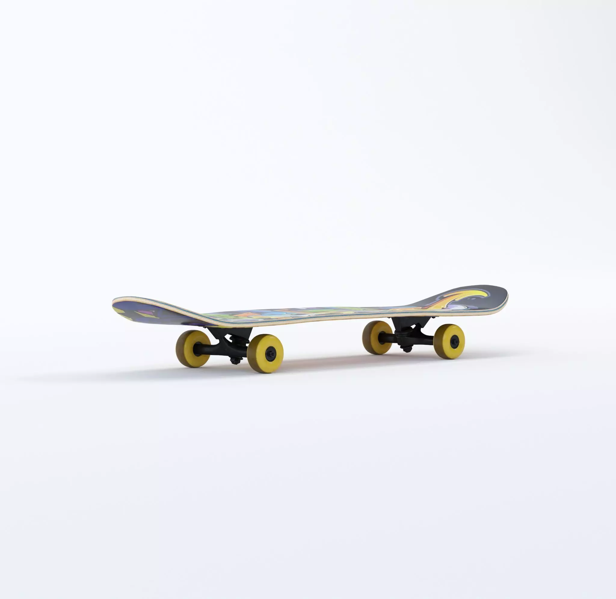 Skateboard Yellow Model 3D model Low-poly 3D model_0