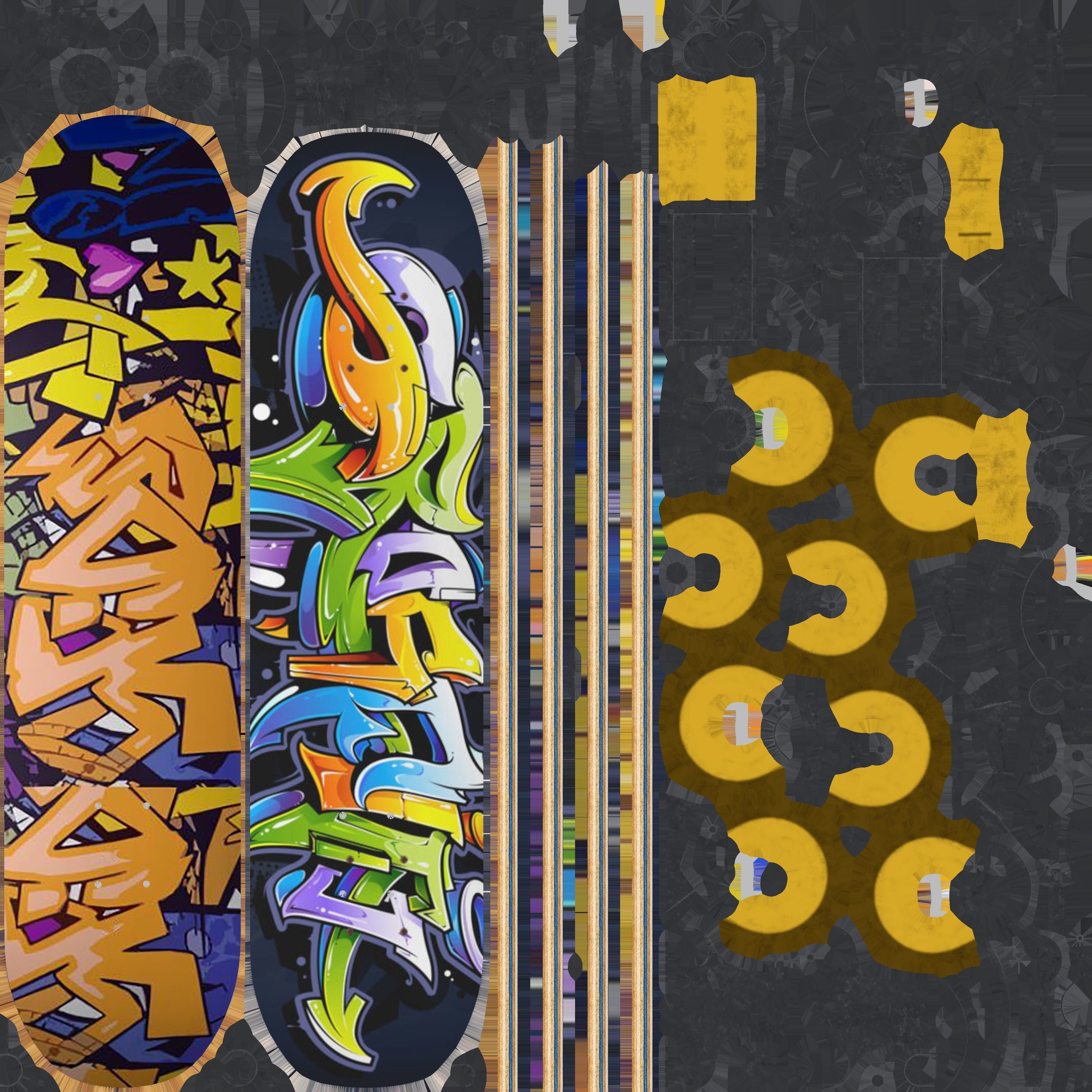 Skateboard Yellow Model 3D model Low-poly 3D model_5