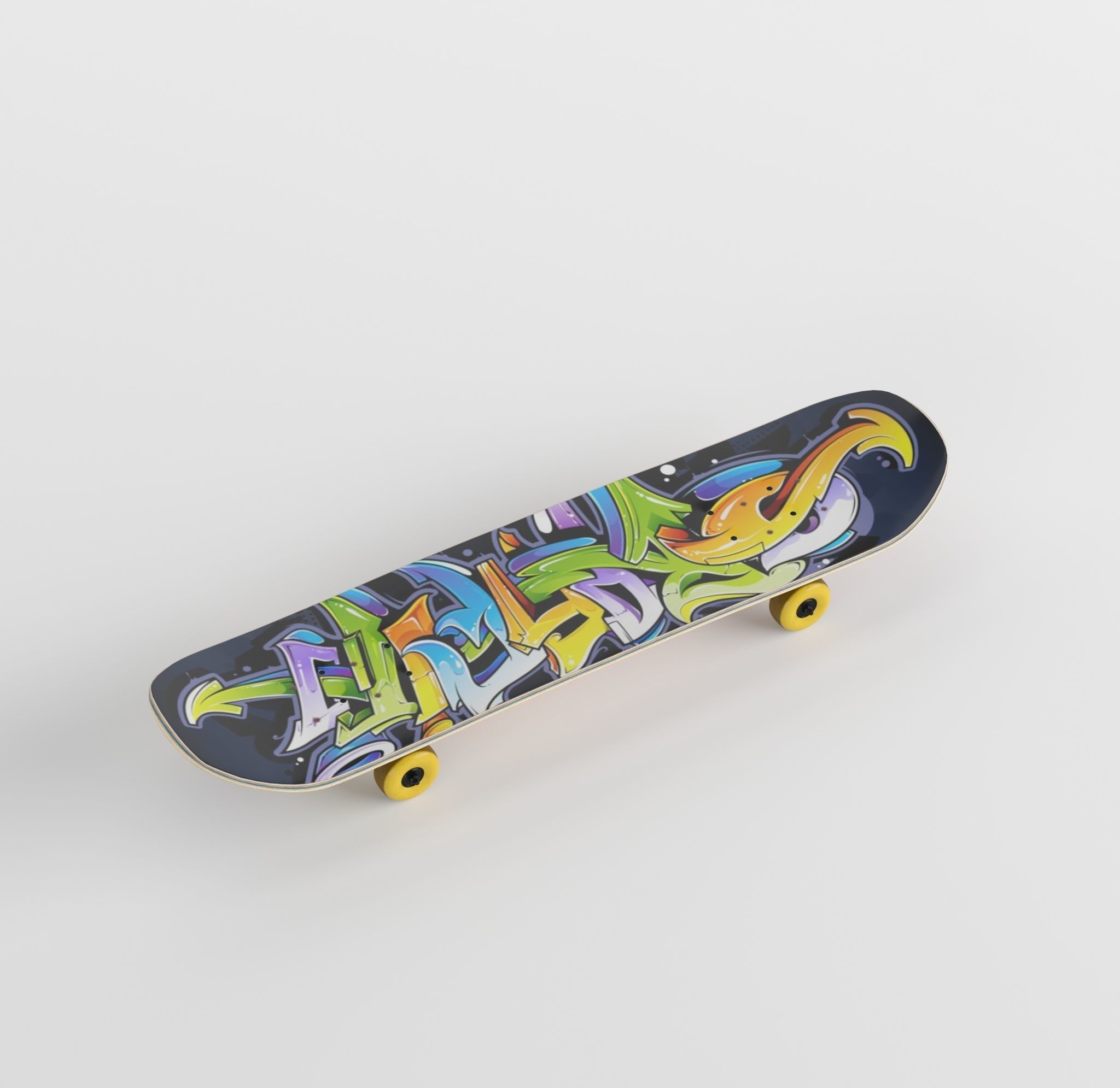 Skateboard Yellow Model 3D model Low-poly 3D model_23
