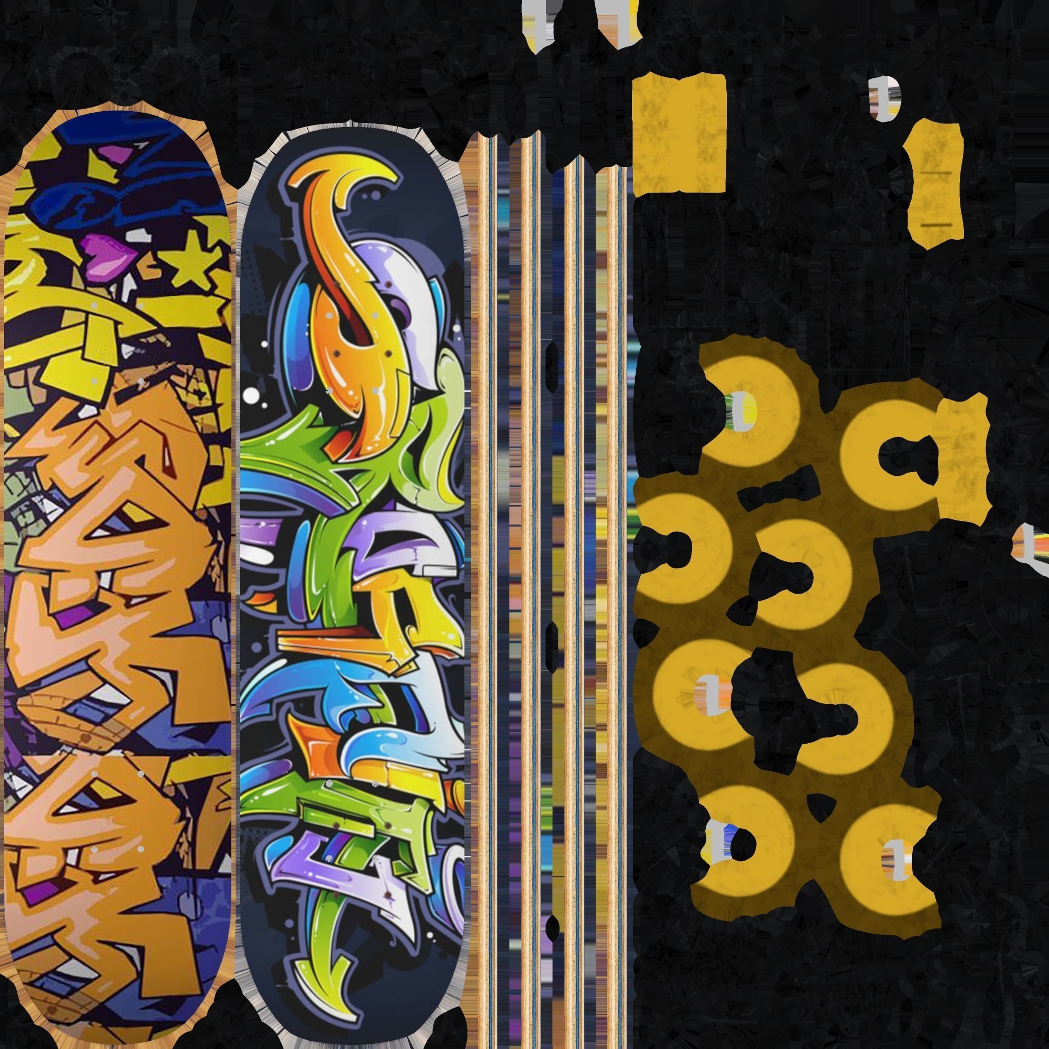 Skateboard Yellow Model 3D model Low-poly 3D model_8