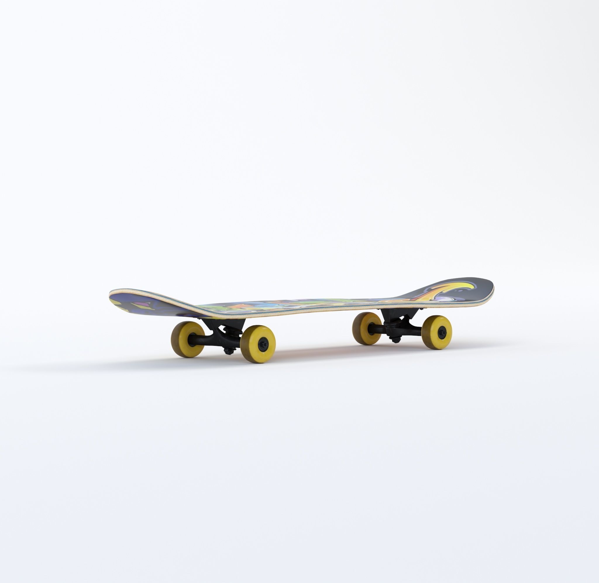 Skateboard Yellow Model 3D model Low-poly 3D model_21