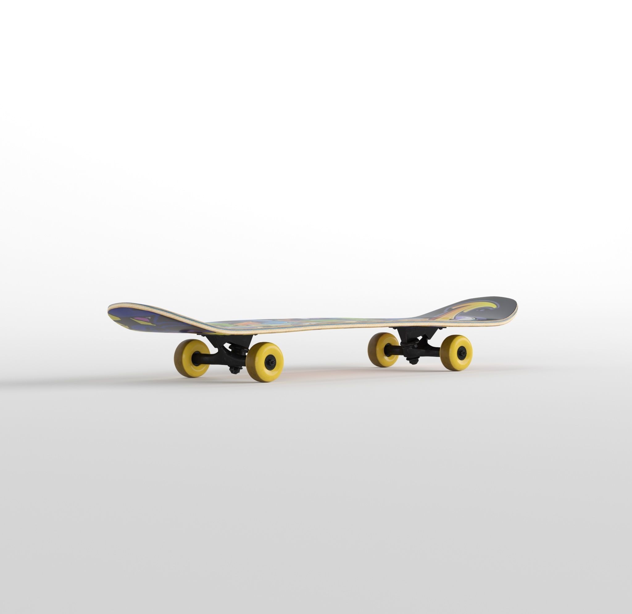 Skateboard Yellow Model 3D model Low-poly 3D model_2