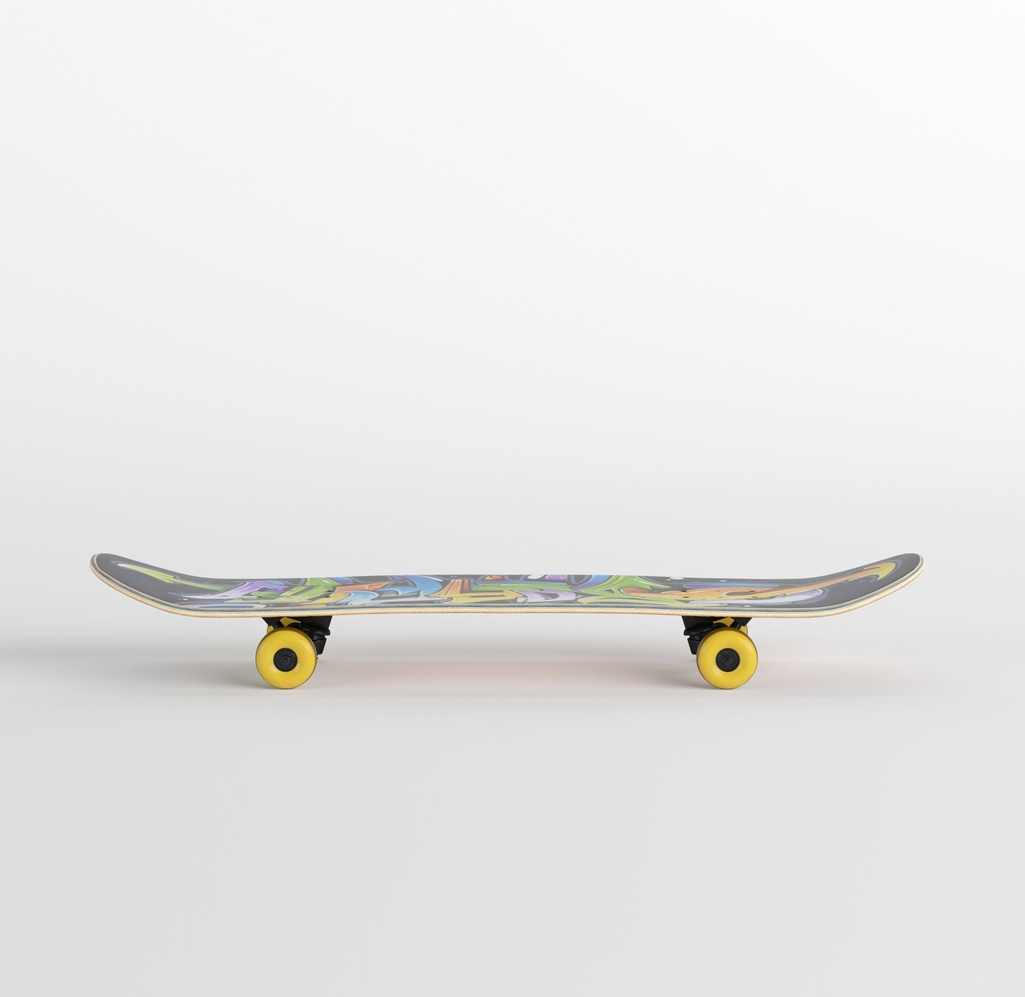 Skateboard Yellow Model 3D model Low-poly 3D model_15