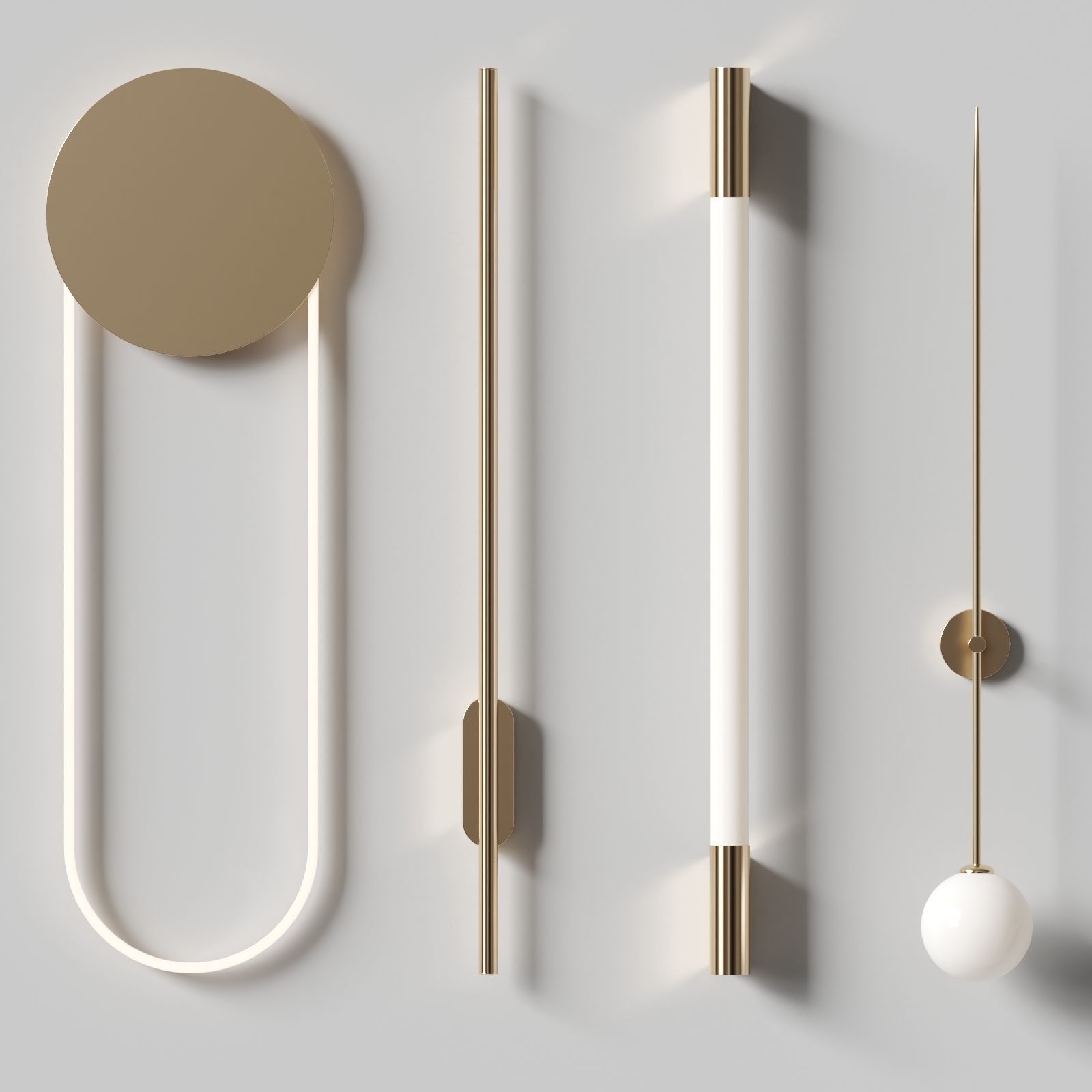 Wall lamps set 6 3D model_1