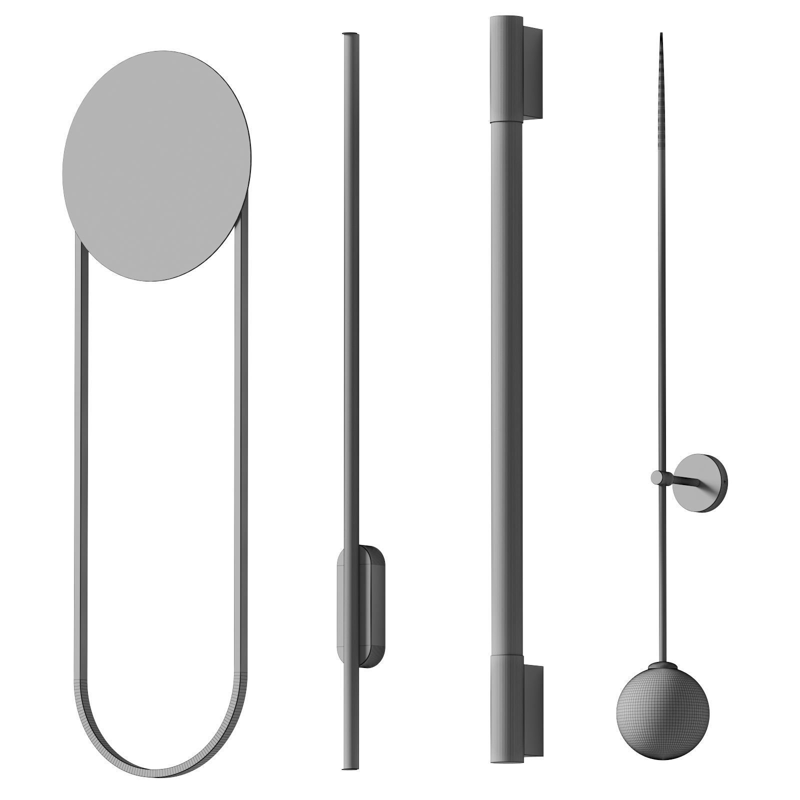 Wall lamps set 6 3D model_3