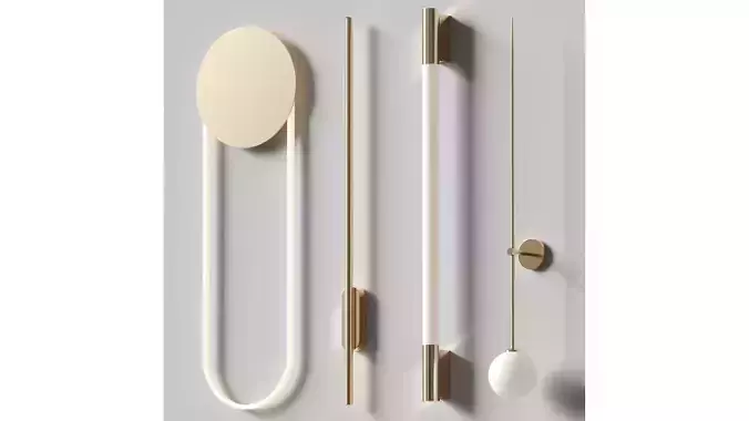 Wall lamps set 6 3D model