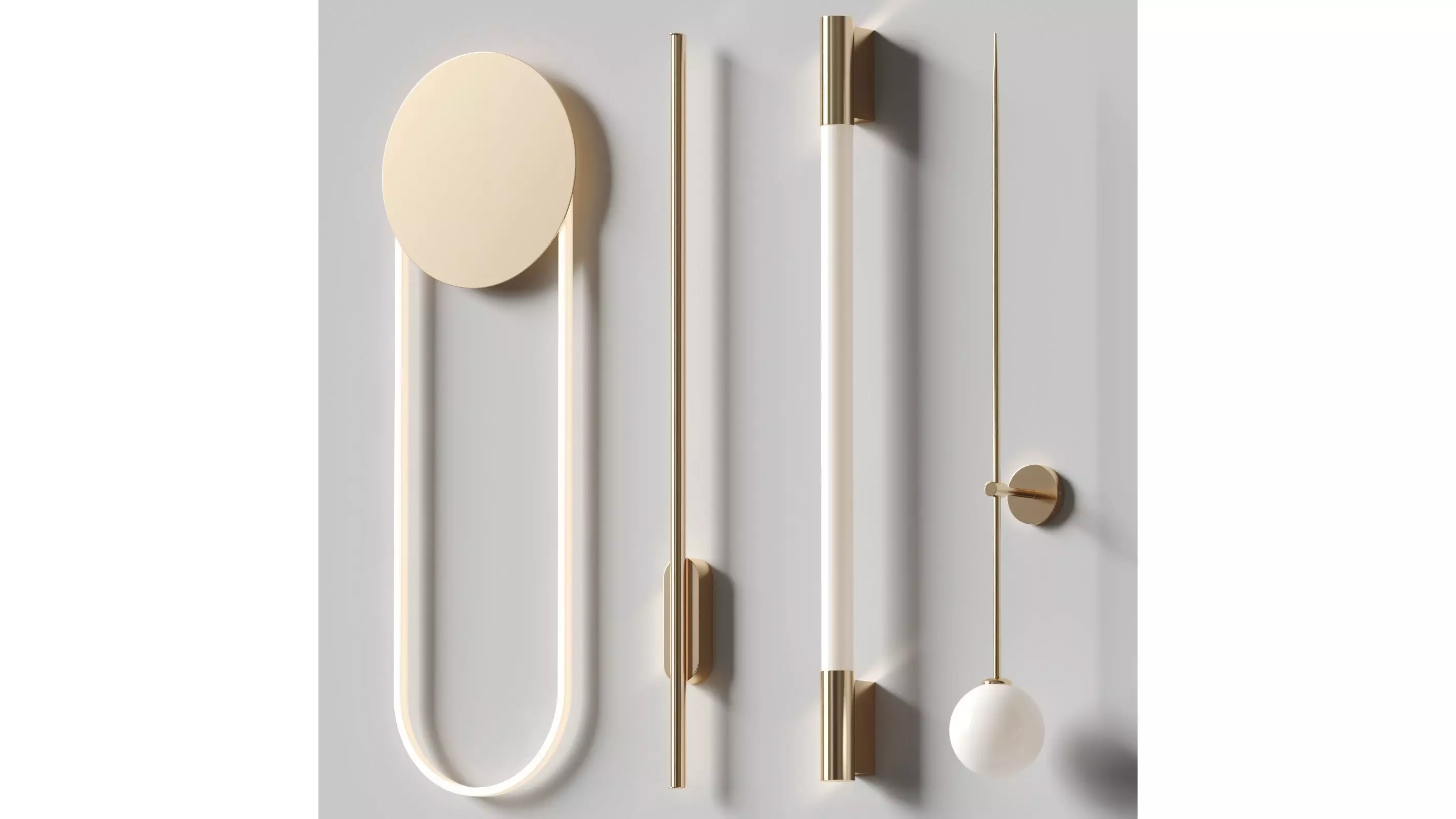 Wall lamps set 6 3D model_0