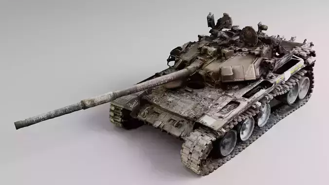 Russian T-90 tank destroyed by Ukrainian army  3D model