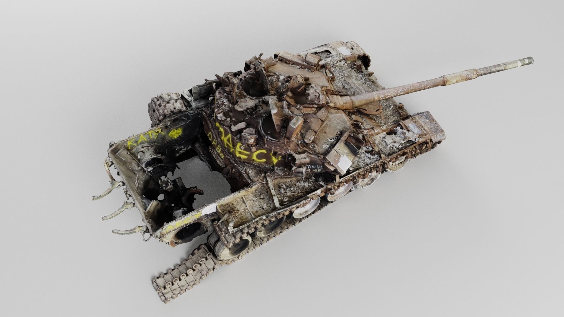 Russian T-90 tank destroyed by Ukrainian army  3D model_2