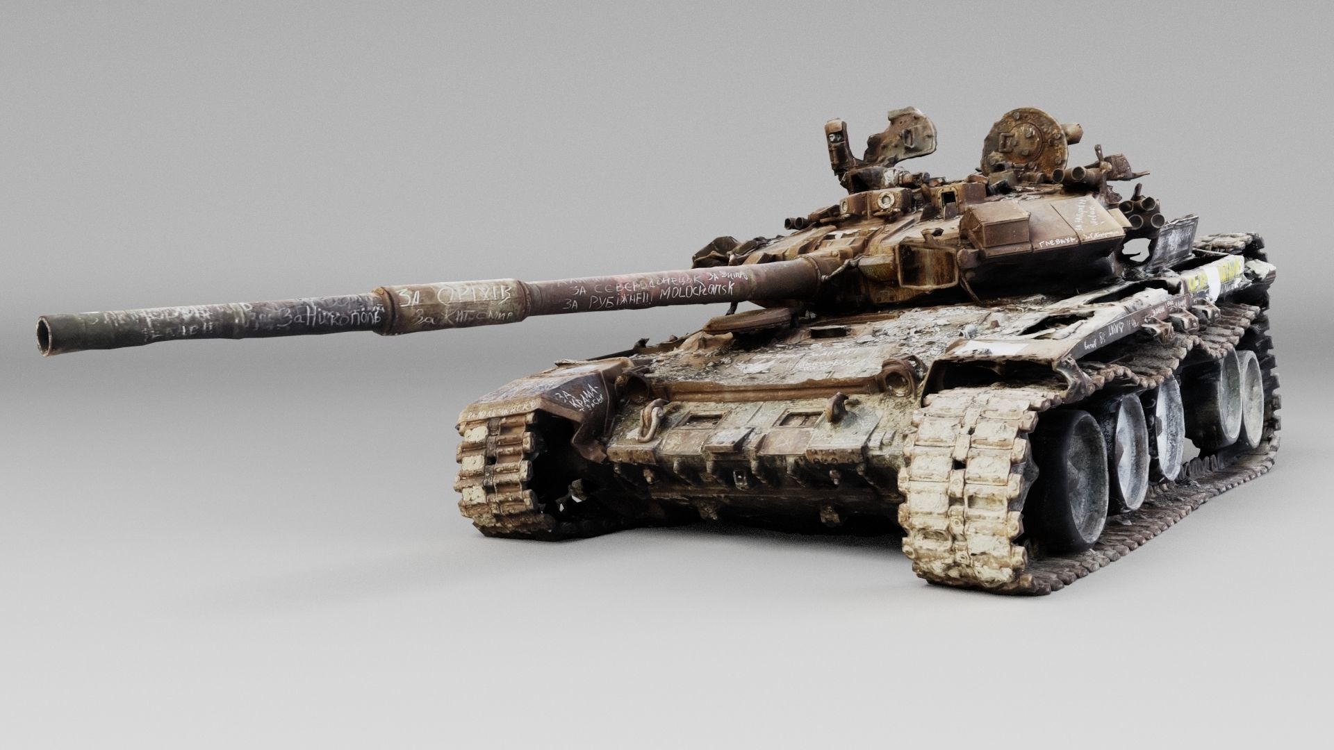 Russian T-90 tank destroyed by Ukrainian army  3D model_4
