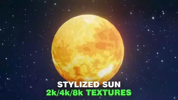 Stylized Sun 3D Model 2k 4k 8k Textures Low-poly 3D model