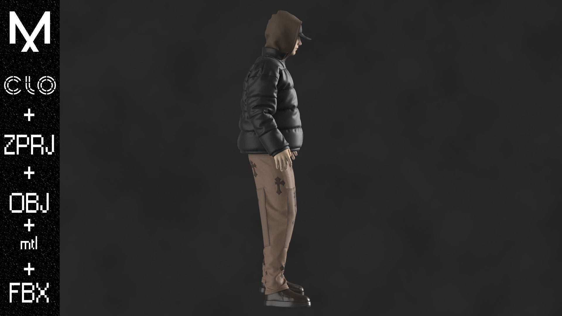 Streetwear Outfit Male OBJ mtl FBX ZPRJ 3D model_10