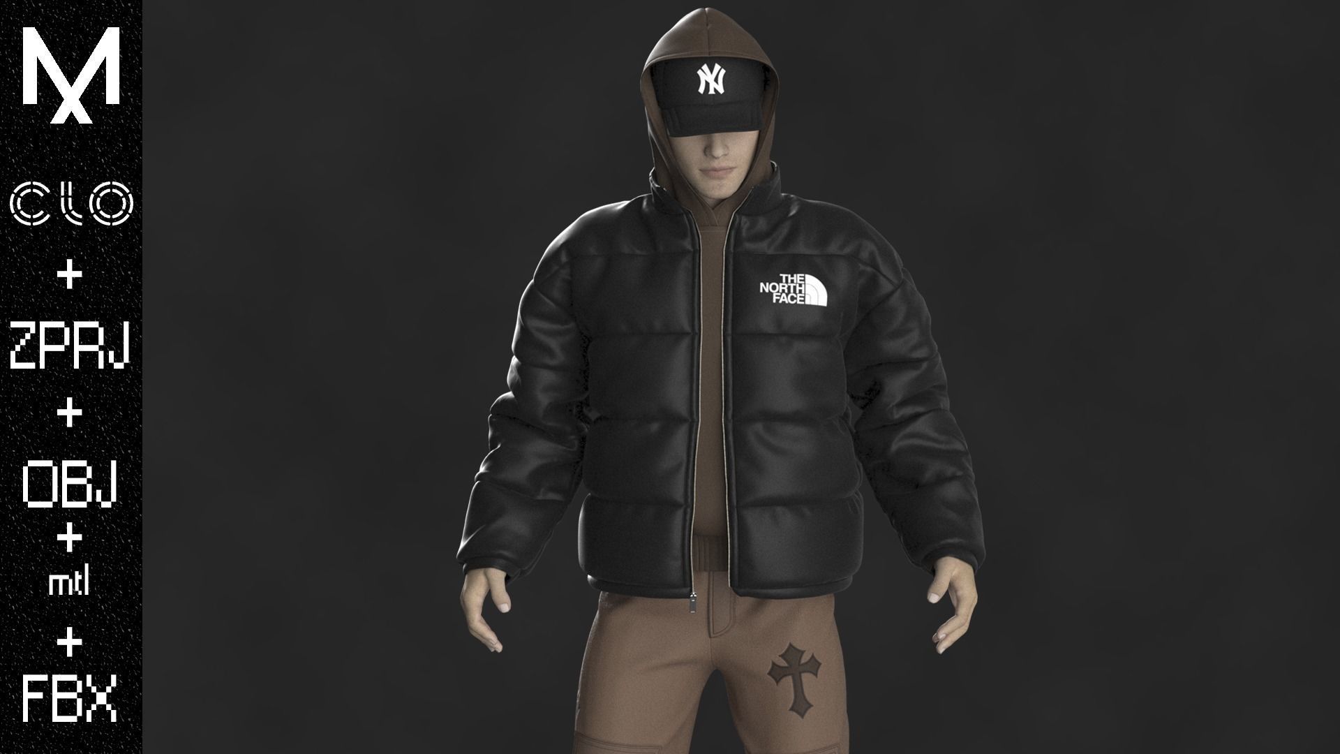Streetwear Outfit Male OBJ mtl FBX ZPRJ 3D model_4