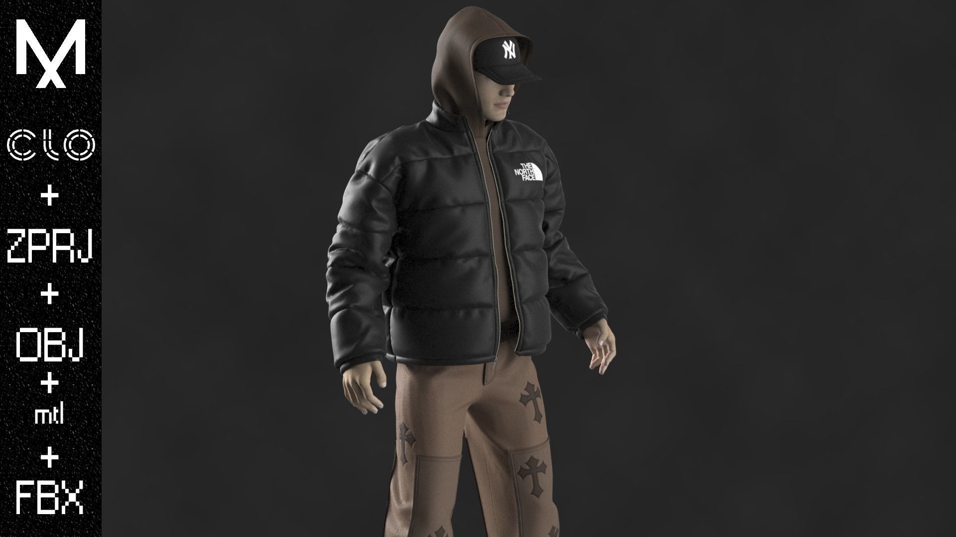 Streetwear Outfit Male OBJ mtl FBX ZPRJ 3D model_6