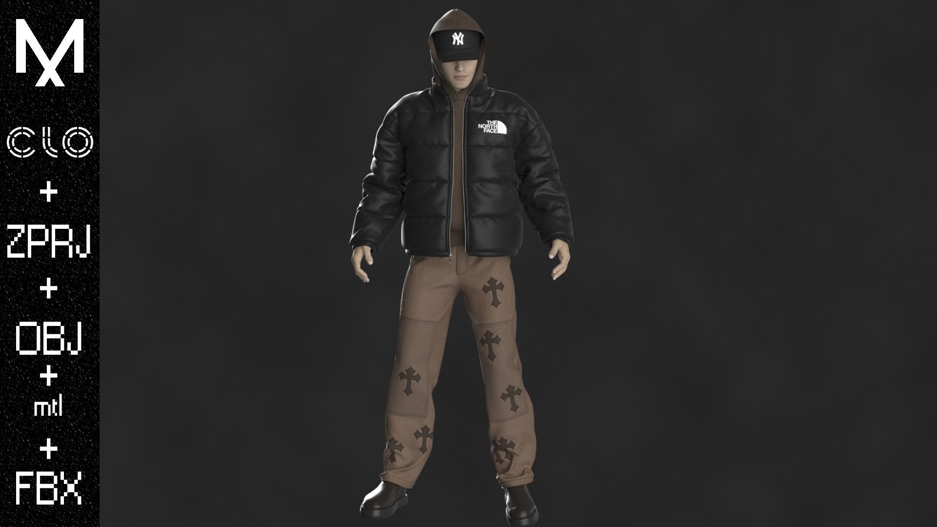 Streetwear Outfit Male OBJ mtl FBX ZPRJ 3D model_2
