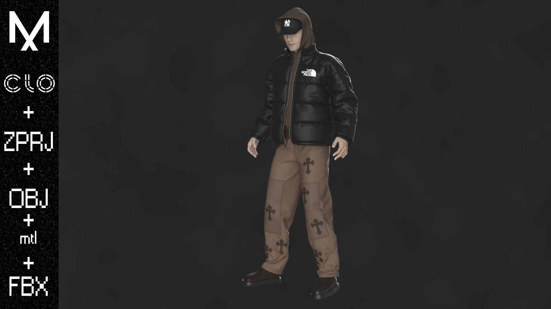 Streetwear Outfit Male OBJ mtl FBX ZPRJ 3D model_5