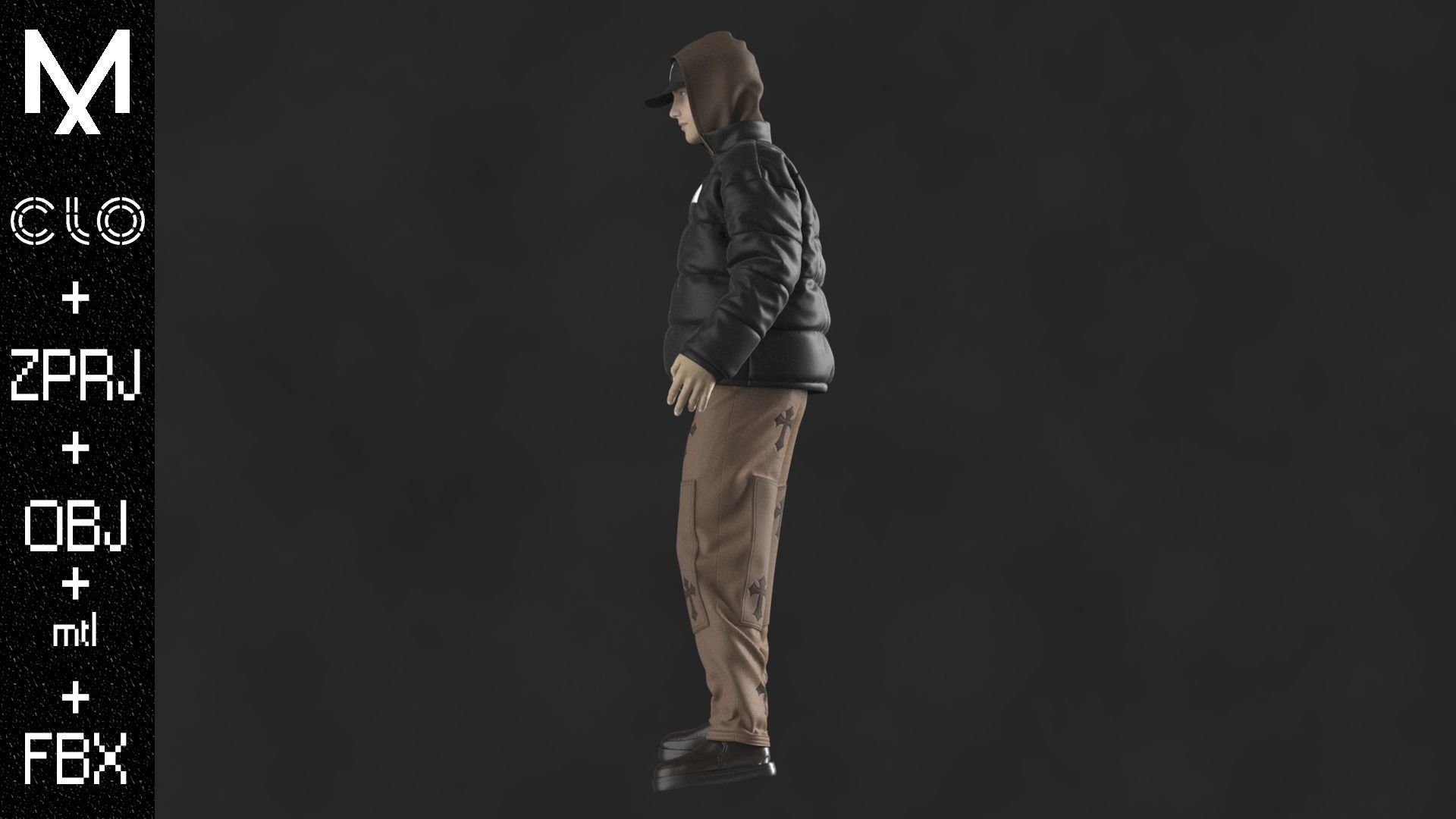 Streetwear Outfit Male OBJ mtl FBX ZPRJ 3D model_7