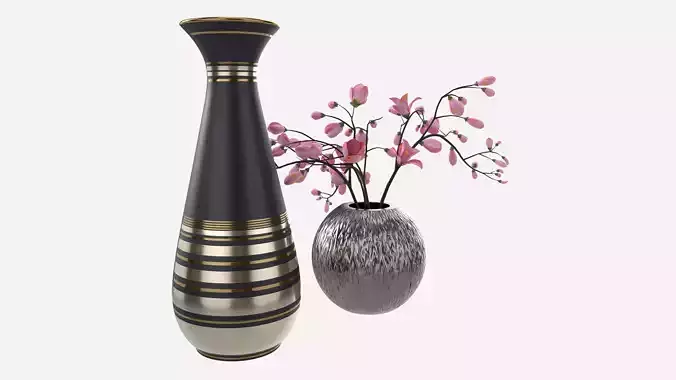 Bathroom Ceramic Vase Set 3D model