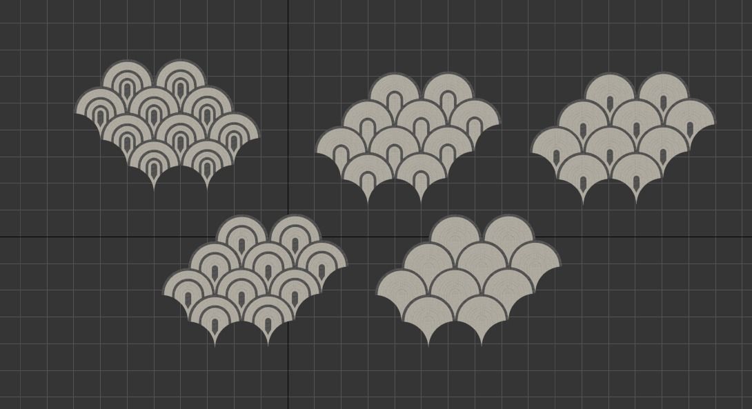 decorative cube stone road 3D model_2