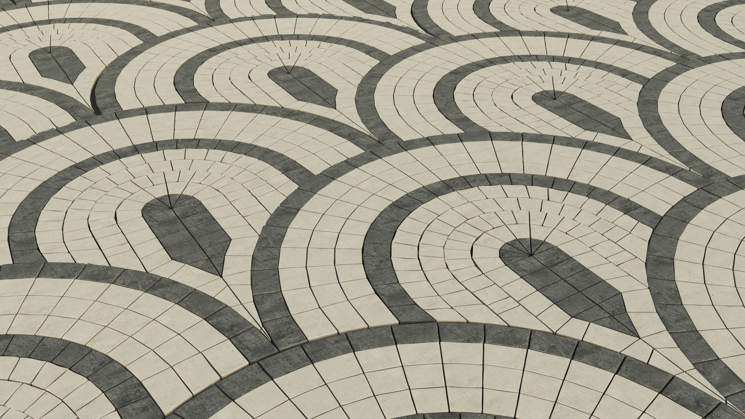 decorative cube stone road 3D model_1