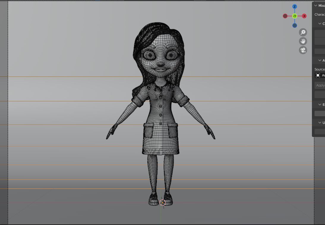 Female nurse  character Low-poly 3D model_3