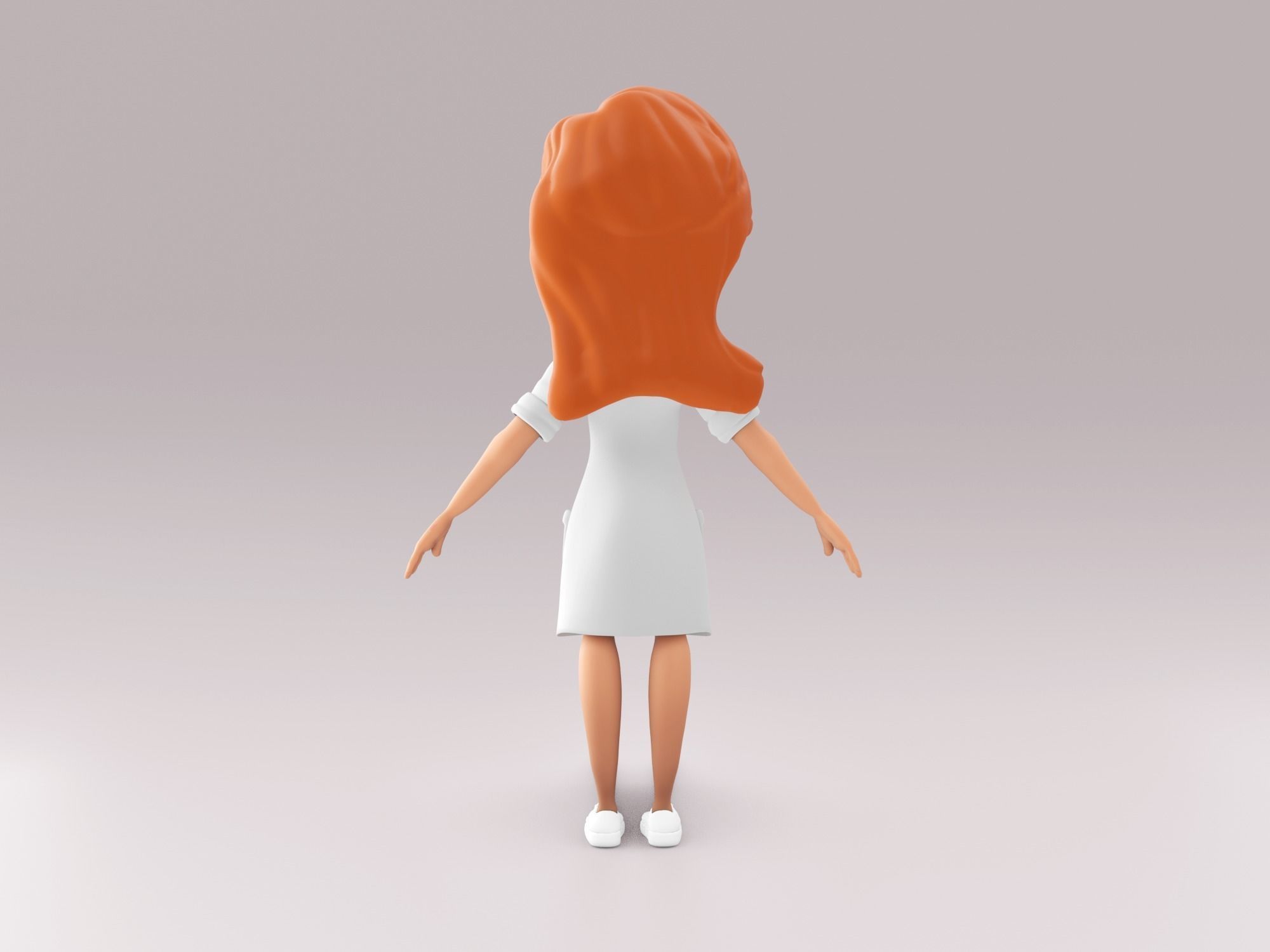 Female nurse  character Low-poly 3D model_2
