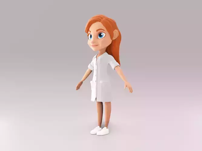 Female nurse  character Low-poly 3D model