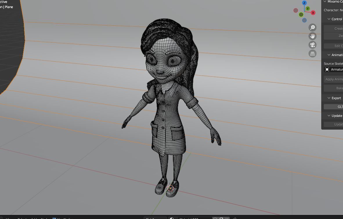 Female nurse  character Low-poly 3D model_4