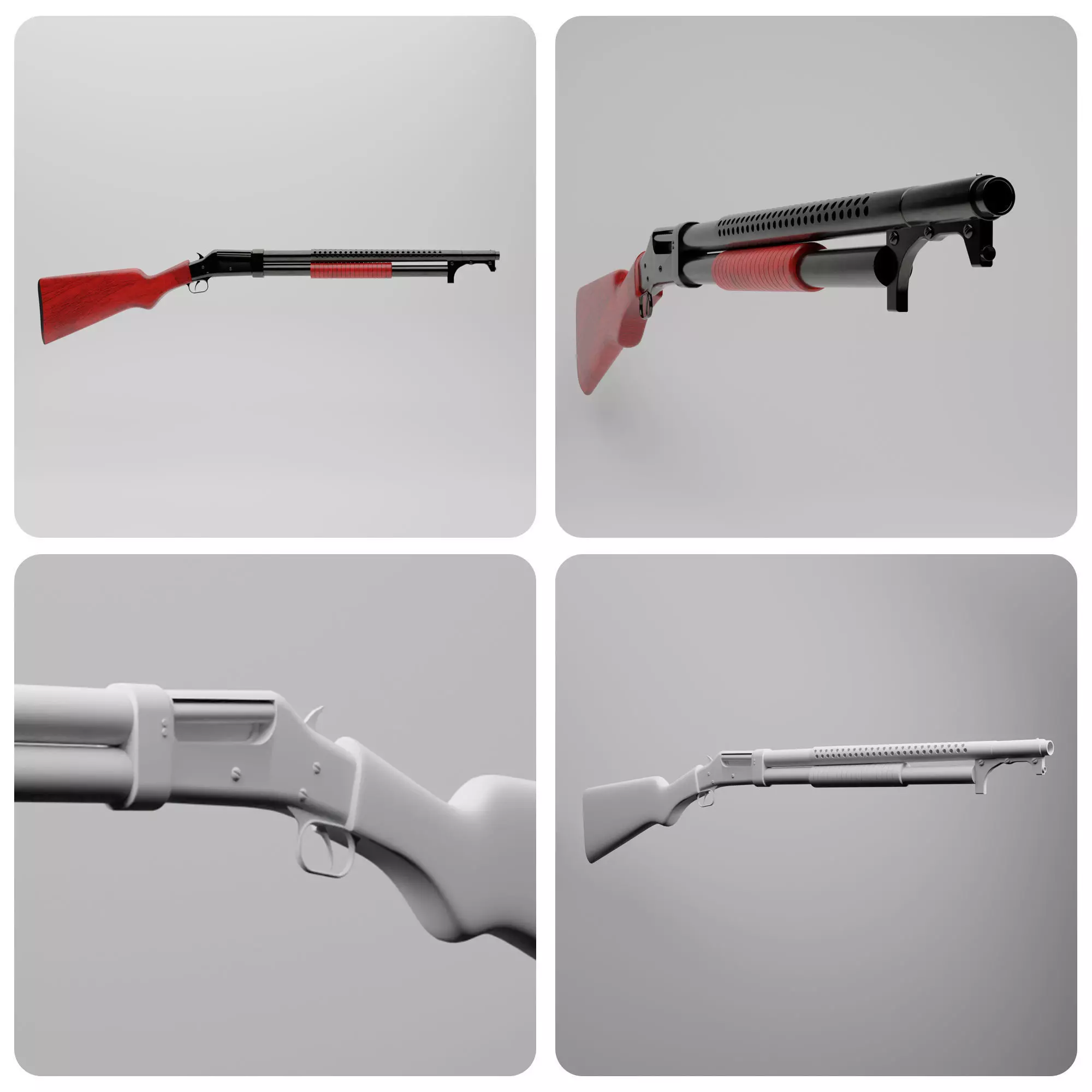 Winchester Model 1897 Trench Shot Gun Gaming Asset 3D model