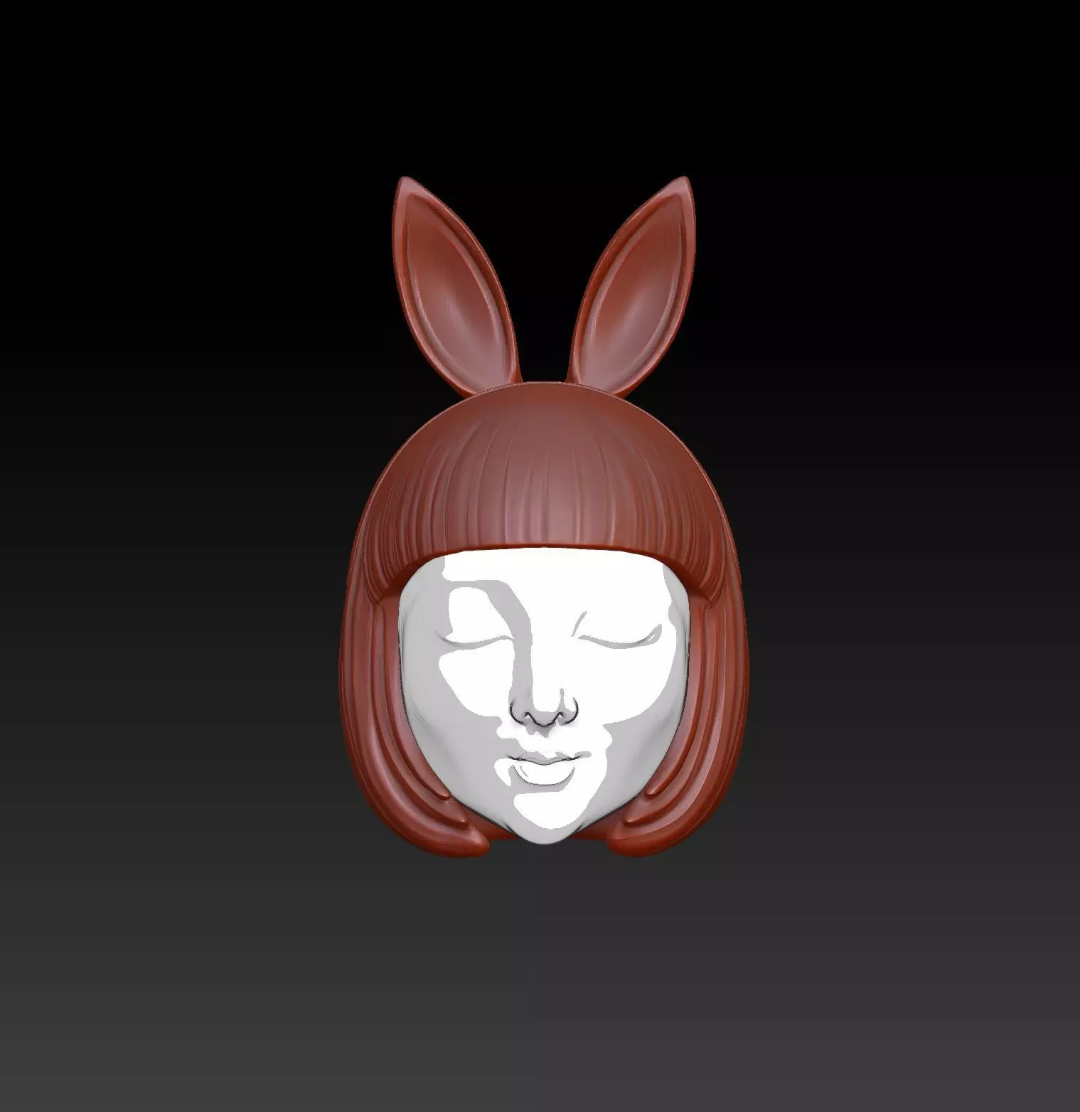 Straight hairstyle with bunny headband 3D print model
